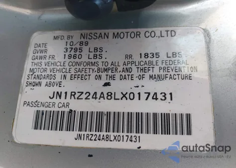 1990 Nissan 300Zx из США, поврежденный, VIN JN1RZ24A8LX017431